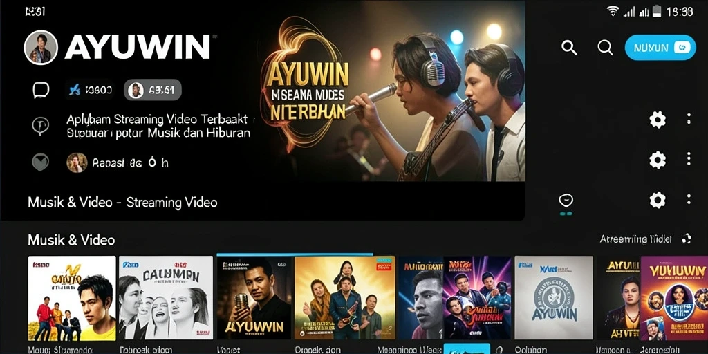 Antarmuka AYUWIN dengan koleksi video streaming yang menarik.