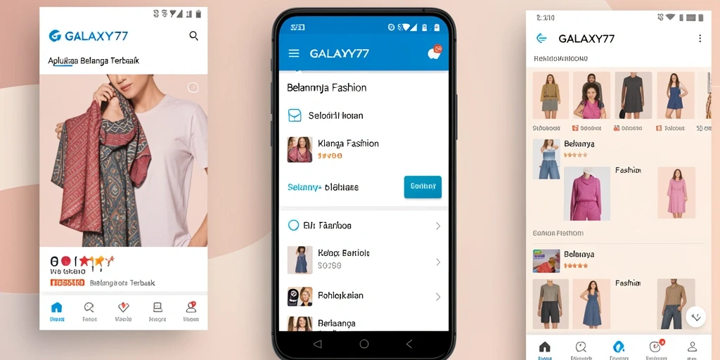 Tampilan antarmuka GALAXY77 yang modern dan stylish untuk belanja fashion.