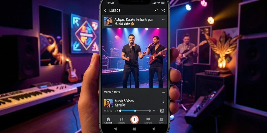 Antarmuka aplikasi LOS303 dengan fitur Karaoke yang menarik.