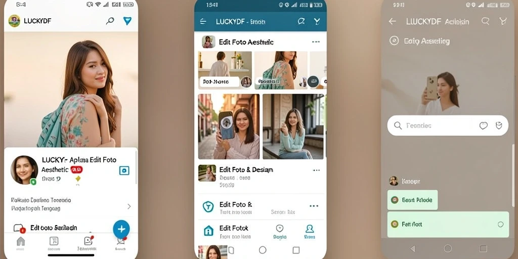 Antarmuka intuitif LUCKYDF untuk editing foto aesthetic.