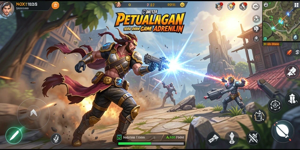 Tampilan antarmuka cerah penuh aksi dalam NOX123.